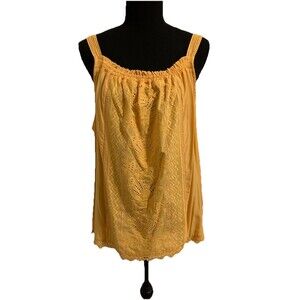 Democracy Womens Size XL Top Yellow Floral Sleeveless Tank NWT
